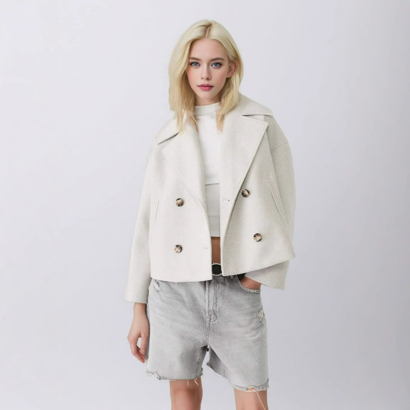 Wool Coat Peacoat - Women Wool Coats Elegant Short Coat