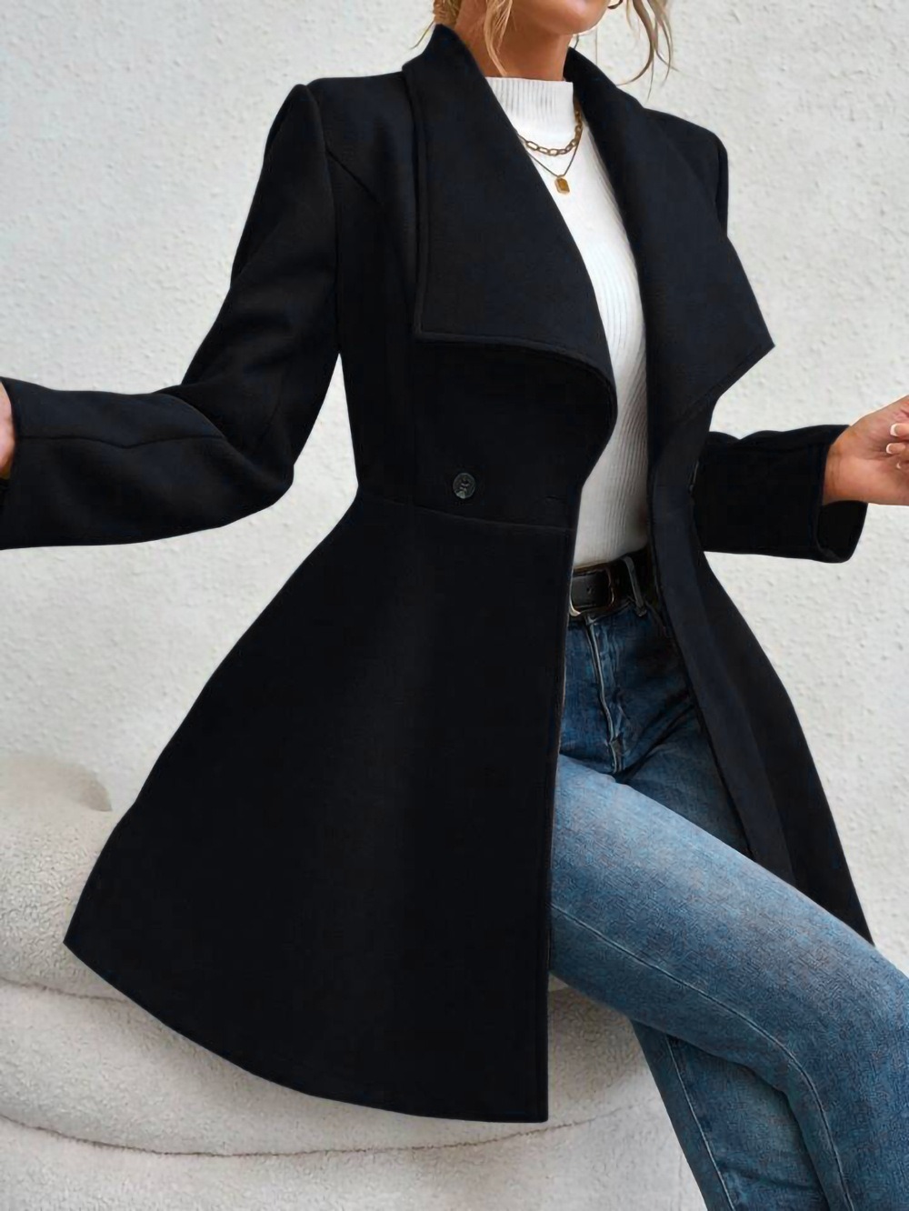 Autumn Winter Fashionable Notc - Wool Coat Peacoat recension och pris