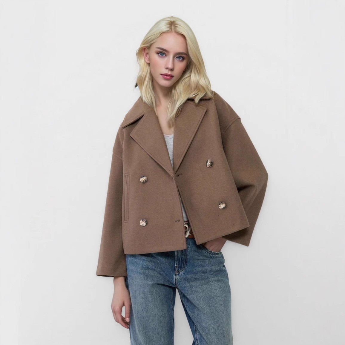 Women Wool Coats Elegant Short - Wool Coat Peacoat recension och pris