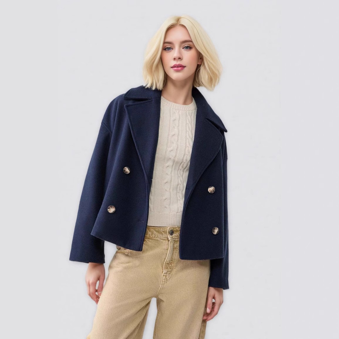 Women Wool Coats Elegant Short - Wool Coat Peacoat recension och pris