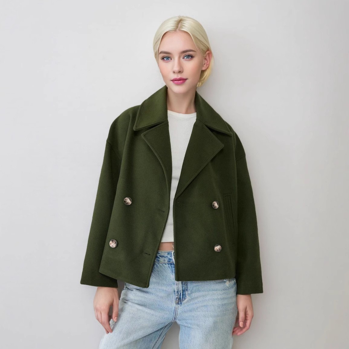 Women Wool Coats Elegant Short - Wool Coat Peacoat recension och pris