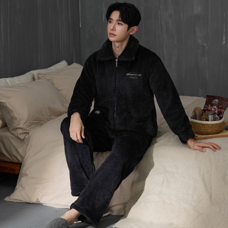 Thicken Men Pajamas Set Winter - Flannel Shirt Lined recension och pris