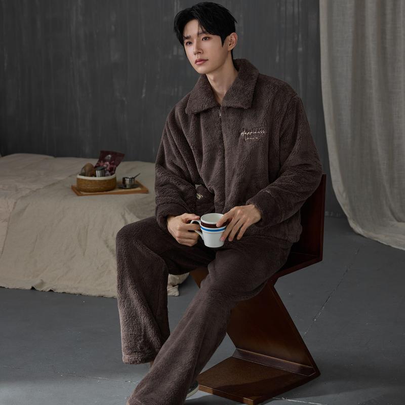 Thicken Men Pajamas Set Winter - Flannel Shirt Lined recension och pris